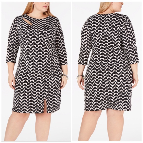 INC International Concepts Dresses & Skirts - INC Geometric Print Cut Out Dress Plus Size 0X